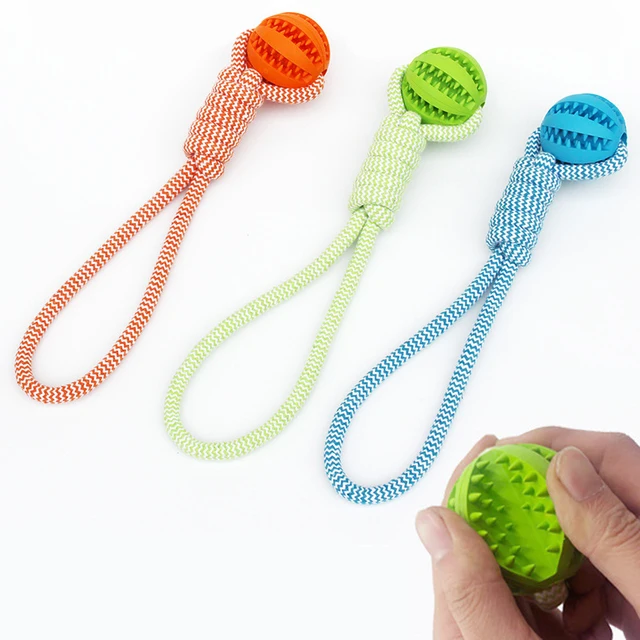 Pet Tooth Cleaning Pet Ball Toy with Rope Rubber Leaking Balls Toy for Small Large Dogs Puppy Chewing Bite Resistant Toys 3