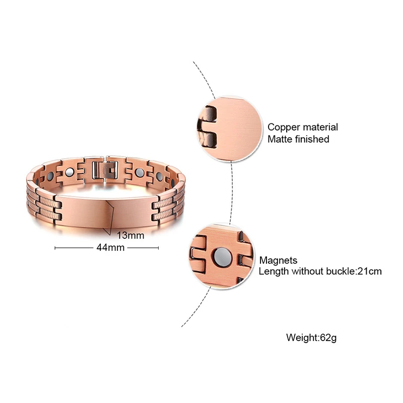 Mens Copper Health Healing Therapy Wristband Bracelet 8.3inch For Arthritis Free Adjustable Tool charm bracelet magnetic bracelet wide bracelet obsidian bracelet chakra beads bracelet antistatic bracelet red jasper bracelets bian stone bracelet