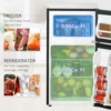 HOMCOM 3.2 Cu.Ft Mini Fridge with Freezer, Double Door Compact Refrigerator with Adjustable Thermostat, Shelf and Reversible Doo 4