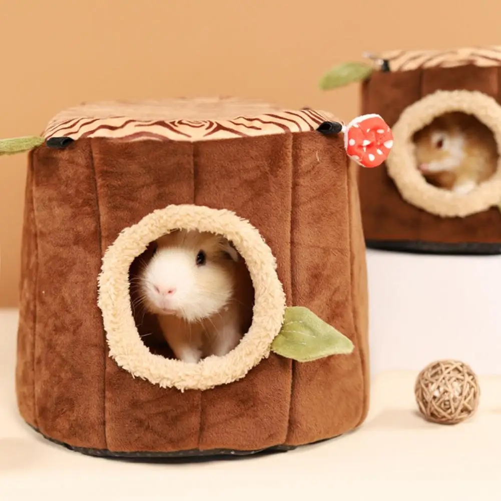 

Hamster Nest with Detachable Mat Large Space Winter Pet Bed Full Wrap Keep Warm Comfortable Nest for Small Pet Animals