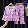Miniso Kuromi Cinnamoroll Autumn Children's Pajamas Set Anime My Melody Long Sleeved Sleepwear Set Little Girl Home Clothing 1