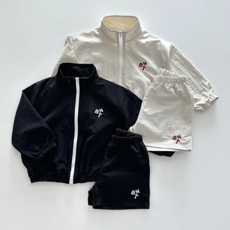 Summer Girls Boys Ultralight Sun-Protective Clothes Sets 2Pcs Zipper Jackets + Shorts Kids Tracksuits Coats Child Outfit Costume 2