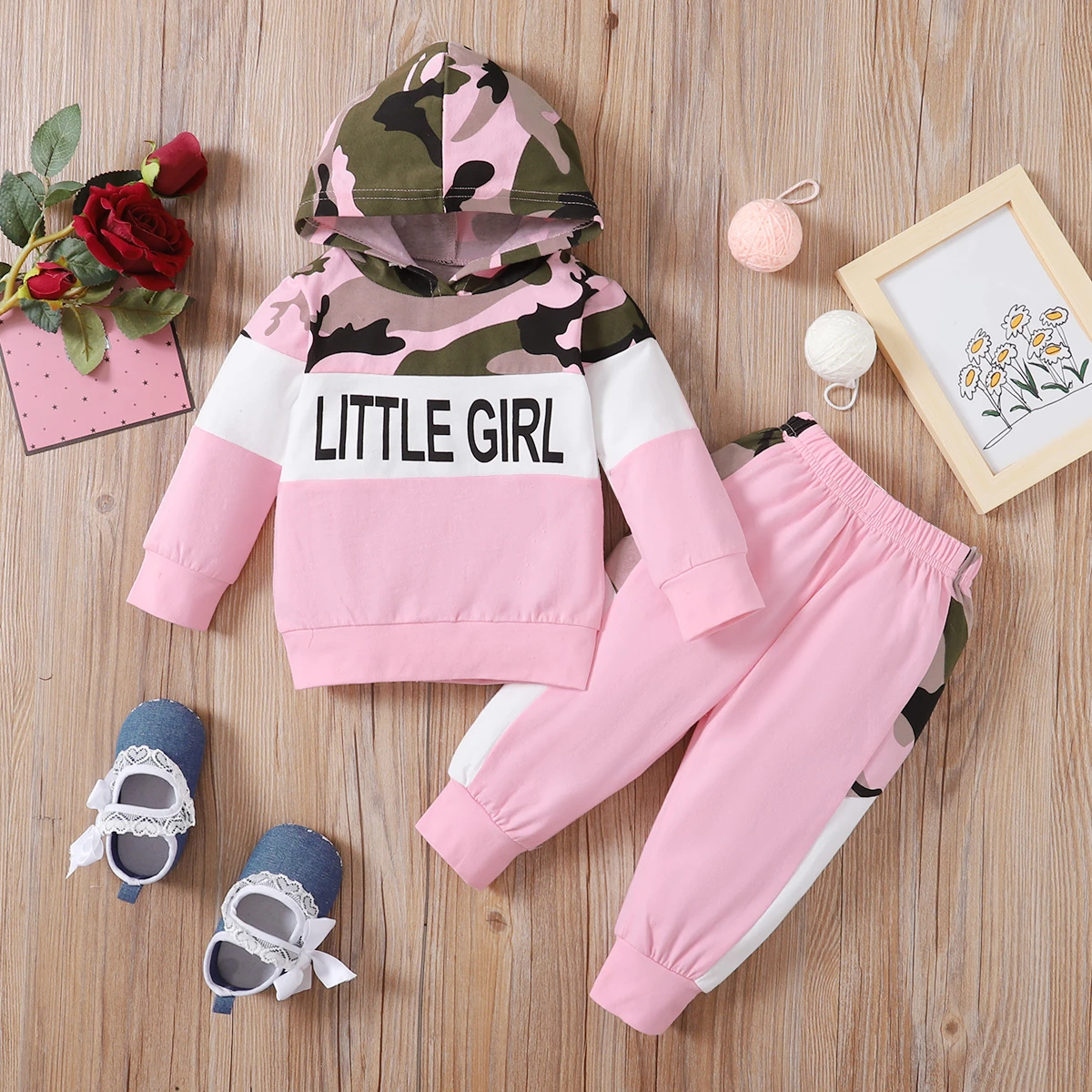 Toddler Girl Outfits Baby Girl Clothes Set Camouflage Hooded Infant Kids Clothing Baby Tracksuit Bulk Drop Shipping Wholesale baby clothing set long sleeve	
