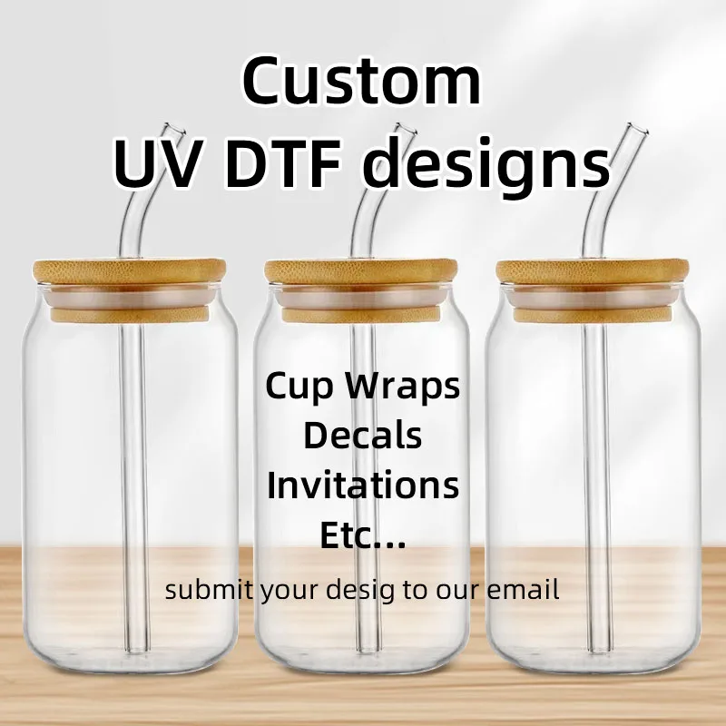 UV DTF Transfer Sticker For The 16oz Libbey Glasses Wraps Bottles Cup DIY Waterproof
