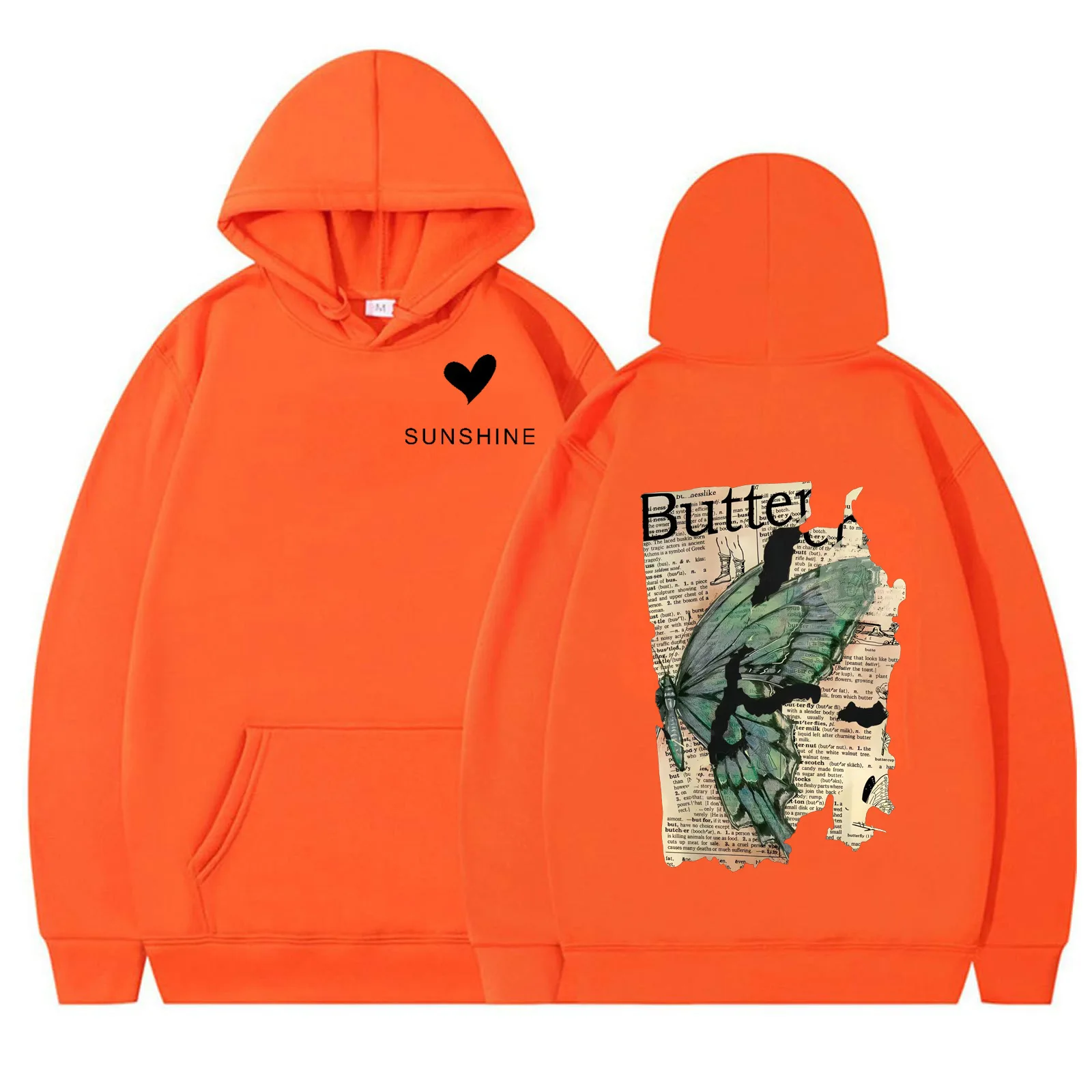 Erkek polar kapüşonlu sweatshirt, şık çift taraflı benzersiz baskı, bol unisex kazak