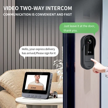 WiFi wireless smart video doorbell, Two-way outdoor 1080P HD camera, Wireless intercom voice, Smart home waterproof doorbell 3
