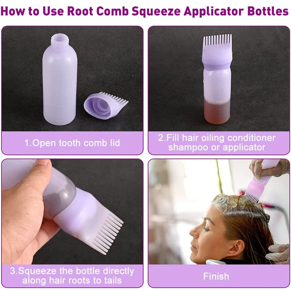 120ml Hair Root Comb Applicator Bottle Dispensing Hair Dye Applicator Comb Brush Salon Coloring Hairdressing Styling Tools hair dye applicator bottle hair dyeing bottle hair dye bottle