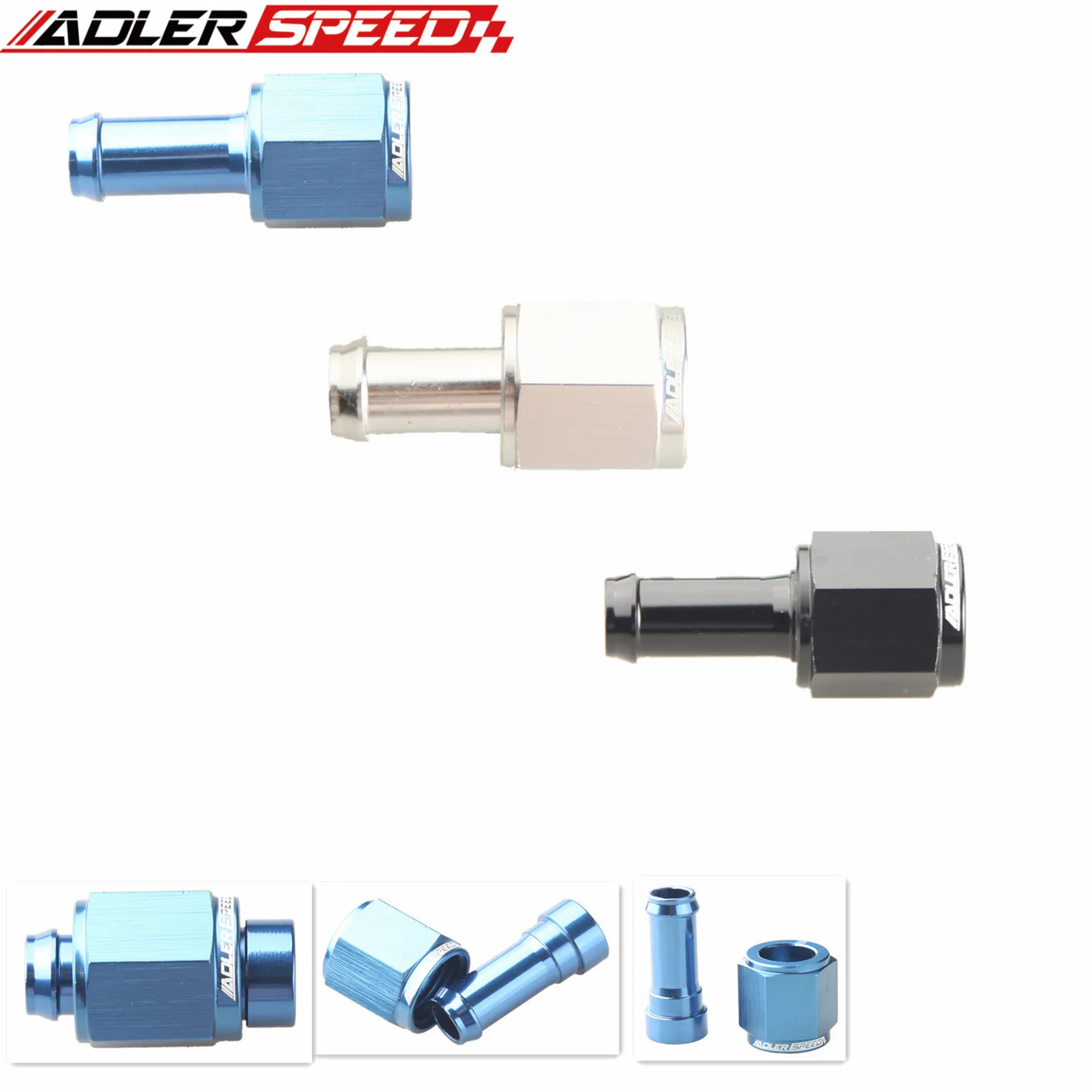 

ADLERSPEED -6 AN 6AN Female Swivel To 5/16" (8mm) Hose Barb Adapter Fitting Silver/Blue/Black