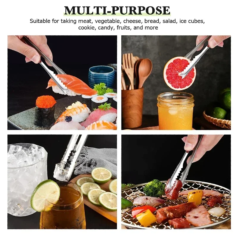 Stainless Steel Ice Tongs 5/1pcs Buffets Tongs Portable Wedding Party Candy Buffet Bar Home Kitchen Tools BBQ Ice Cream Tools
