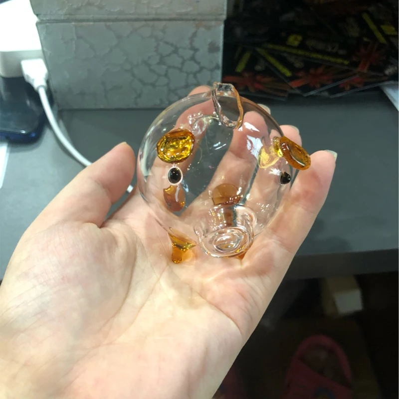 Pig Piggy Bank Money Boxes Coin Saving Box Cute Transparent Glass Souvenir Birth 6