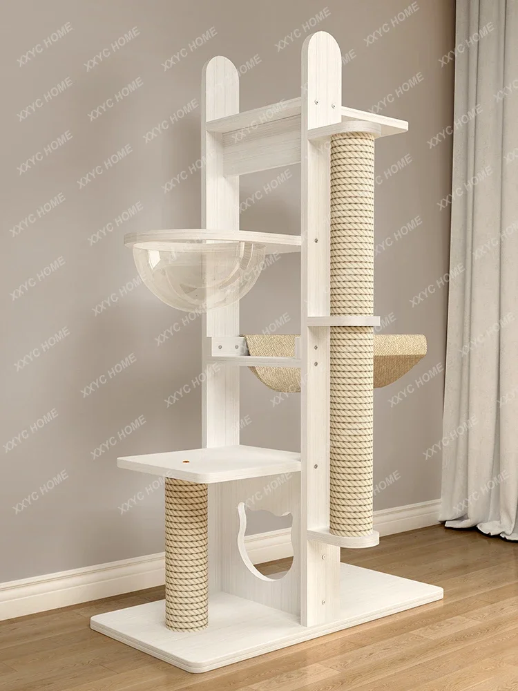 

Solid Wood Cat Climbing Frame Cat Nest Scratching Pole Luxury Space Capsule Does Not Cover an Area of Jumping Platform Toys