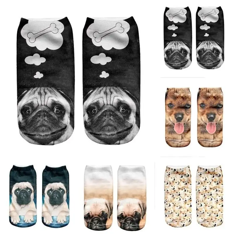 Creative Design 1Pair New Cartoon Cat Socks 3D Print Art Funny Socks Women Cute Low Cut Ankle Socks Fashion Female Short Sock