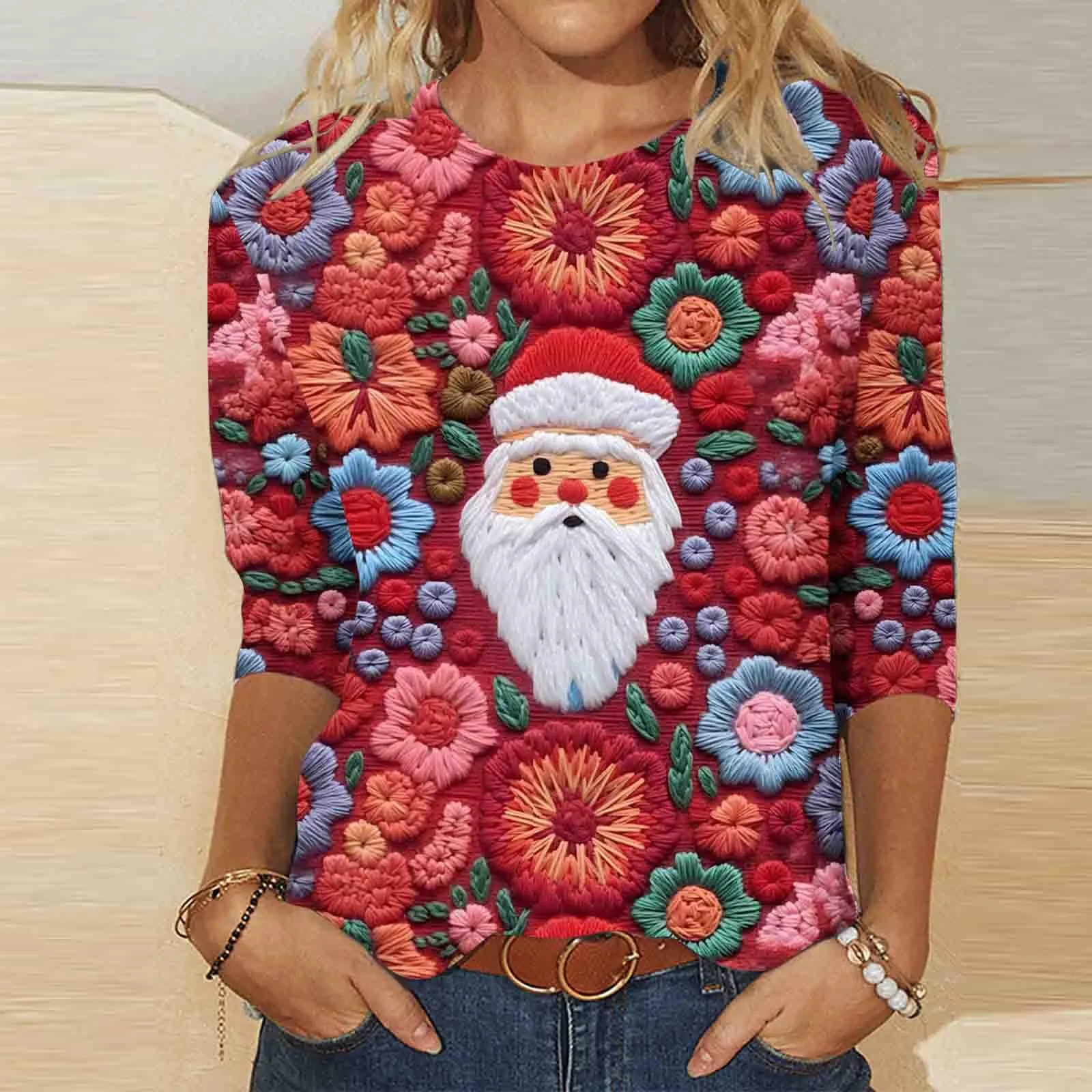 

Women Christmas Sweatshirts 3d Funny Printing Quarter Sleeve Shirt Woman Clothing Sudaderas De Mujeres Aesthetic Pull Femme