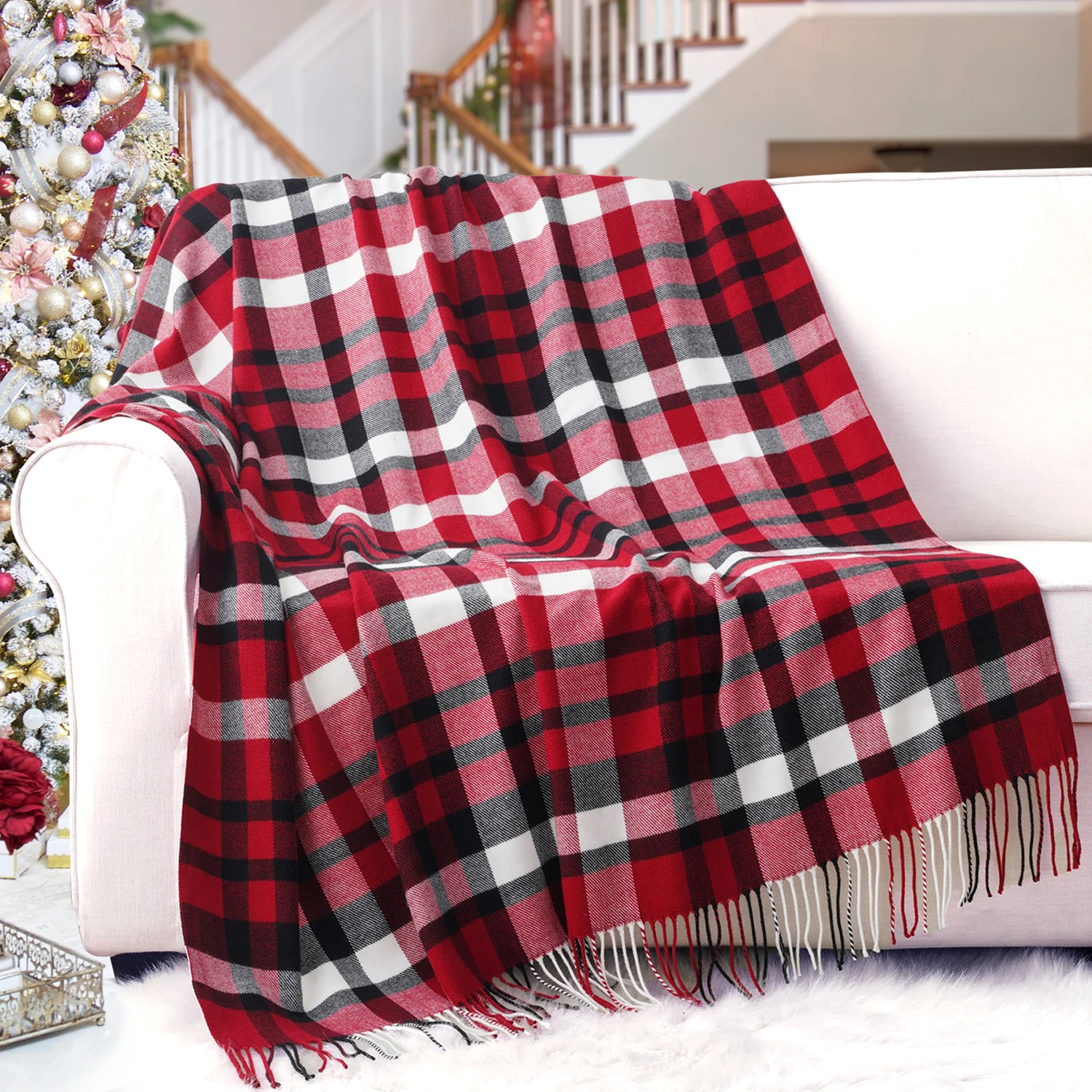 Christmas Throw Blanket Battilo Christmas Plaid Throw for Bed Sofa