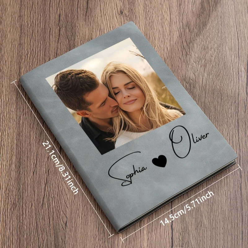Personalized Custom A5 Notebook with Name and Photo Portrait