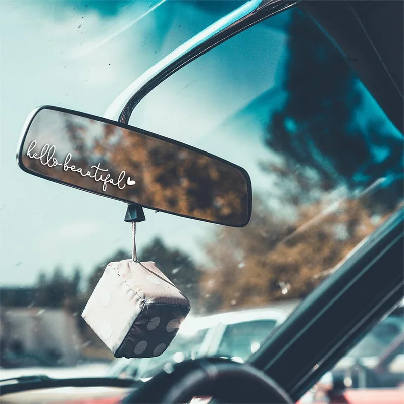 WINUERK You Are Enough Rearview Mirror Decal, Inspirational Car Decals, Vinyl Self-Love Mirror Stickers, Car Decoration Accessories (Black