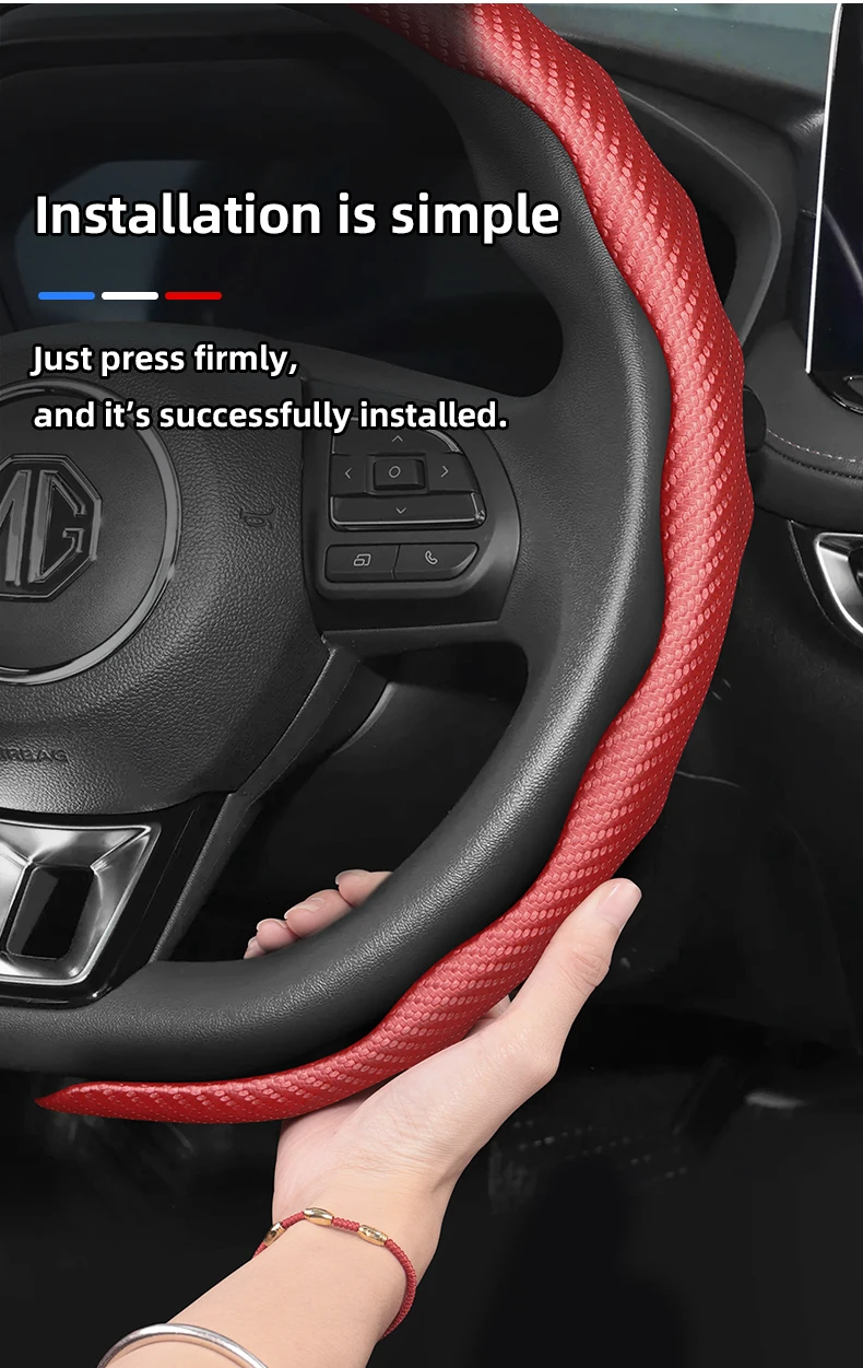 Geeignet für Mg Carbon Fiber Texture Lenkradbezug mit aufsteckbarer wellenförmiger Sport-Design-Schutzhülle für Zs Hector Gs 5 6 Marvel R Cyberster 8 Phev Hs Rx9 7 3 Whale One Rx5 Gt 4 Electric T60 und andere Modus – Detail 4
