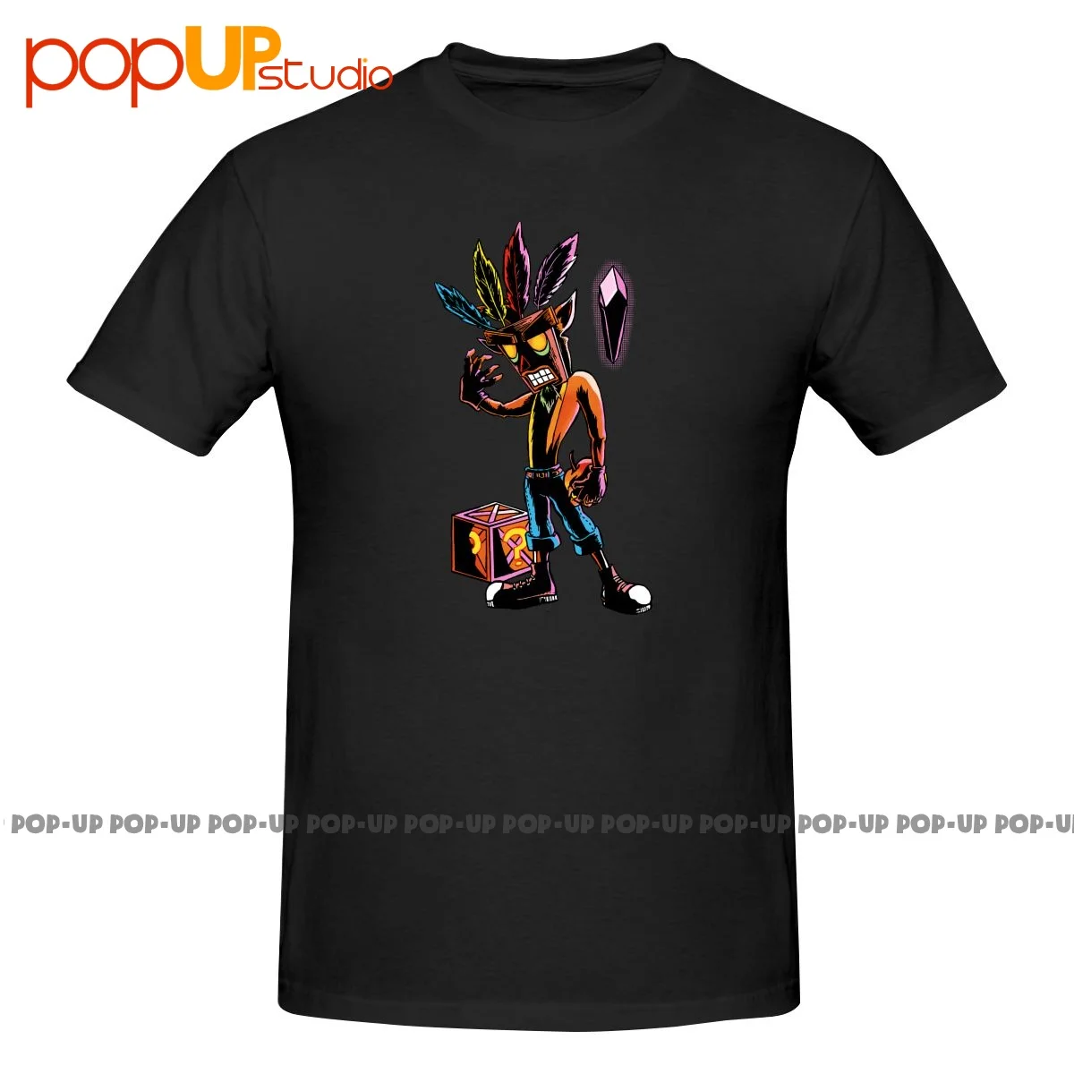 Crash Bandicoot Aku Aku Mask Shirt Shirt T-Shirt Tee Cool Cotton Splicing Migliore Qualità