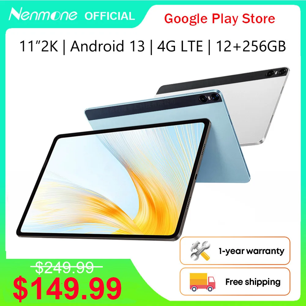 Nenmone 듀얼 SIM 카드, GPS 20MP + 8MP 카메라, 안드로이드 13, UNISOC T616, 128GB, 256GB ROM, 2 in 1 태블릿, 11 인치, 2000*1200, 2K, 4G