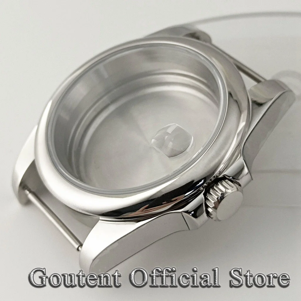 Elegant Silver Sapphire Glass Watch Case, 39mm