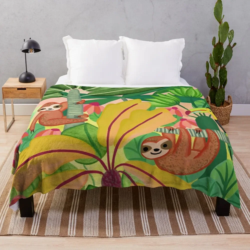

Toucan & Sloths Treetop Pals Throw Blanket Decorative Beds Soft Plush Plaid Luxury Thicken Multi-Purpose Blankets