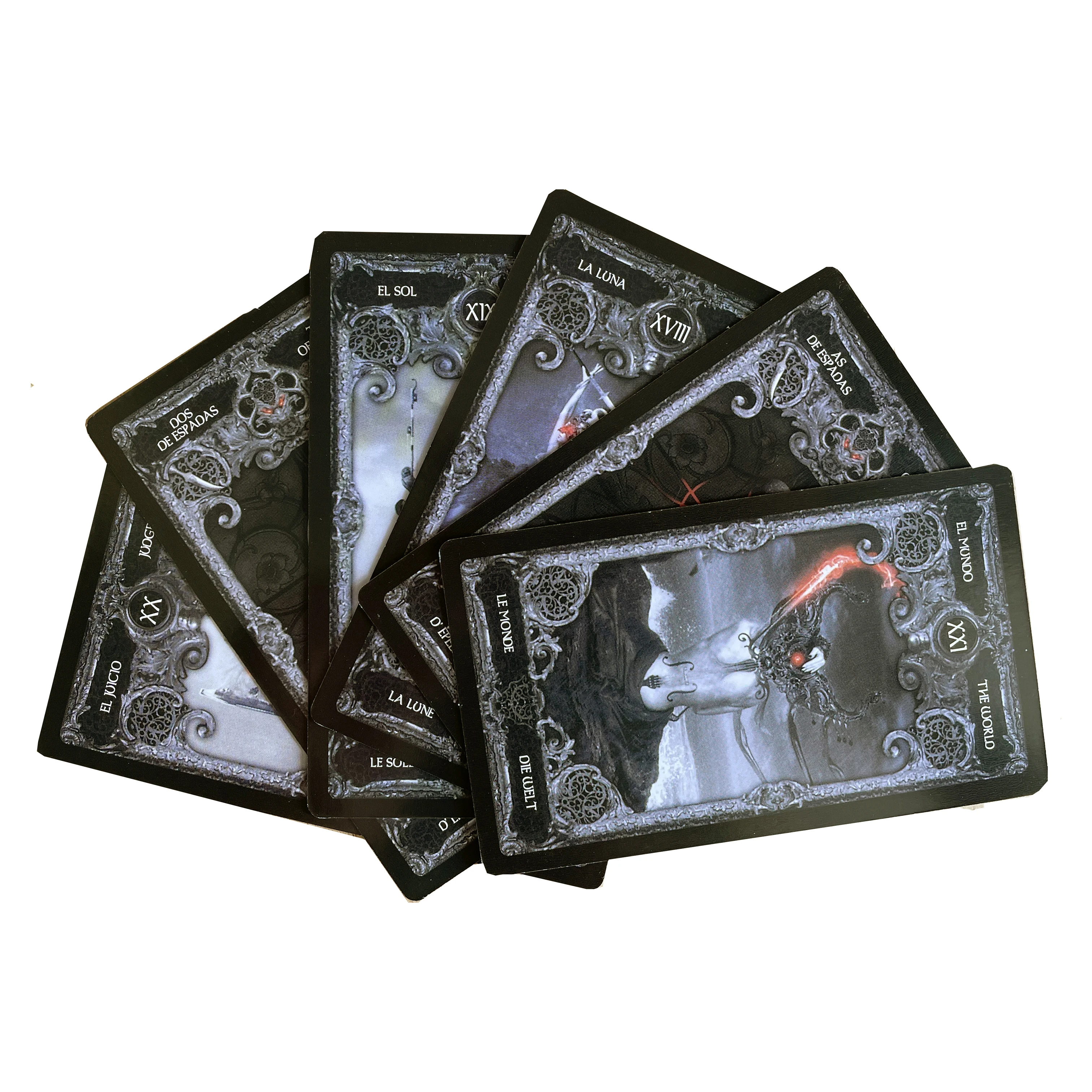 Dark tarot card deck for beginners , Unique tarot cards deck with guidebook , Full tarot decks 78 cards ,Beautiful oracle cards golden tarot cards in russian for work with guide book prophecy oracle divination deck fortune telling classic 78 cards 12x7cm