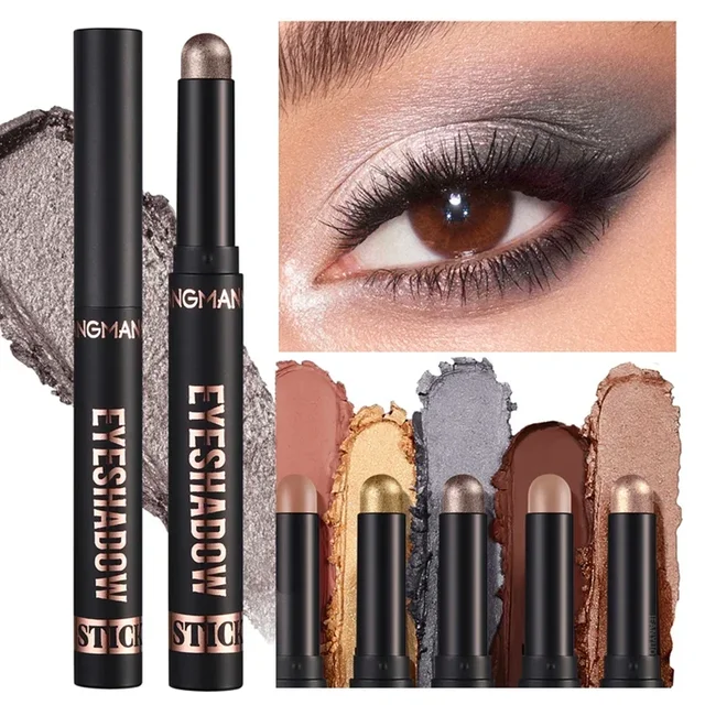 Glitter Brown Eyeshadow Pen Smoky Eyes Makeup Long Lasting Shimmer Matte Lying Silkworm Eyeshadow Pencil Highlighter Stick 1pc