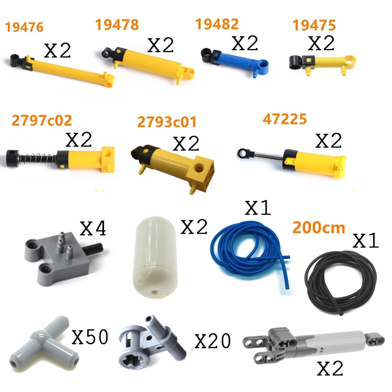 Parti Tecniche Kit Pneumatico Fai Da Te Con Pompa Ad Aria Interruttore Asta Di Spinta Tubo Dell'Aria Pistone Pompa Pneumatica Moc Blocks Mattoni 47225