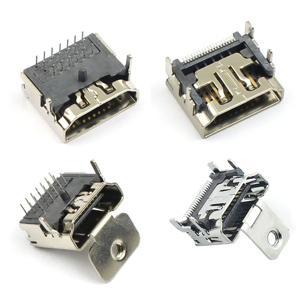 USB HD Interface Connector 19 Pin SMT SMD DIP Female Plug Socket Surface Mound PCB With Mounting Ear HDMI - compatible 1