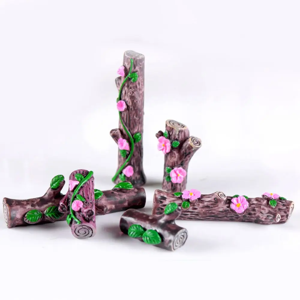 4 Pcs/set Peach Blossom Morning Glory Leave Tree Stump Bonsai Micro Landscape Moss Ornament Fairy Garden Home Decoration ornament crafts miniature ornament miniature scenery material miniature figurines resin ornaments resin crafts miniature leaf ornament miniature tree ornament