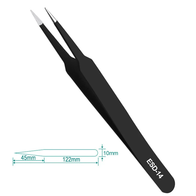 Anti-static Industry Tweezers Set Stainless Steel Non-magnetic Handicraft Makeup Tool For Eyelash Watch Repair ESD-11/12/13/14/1