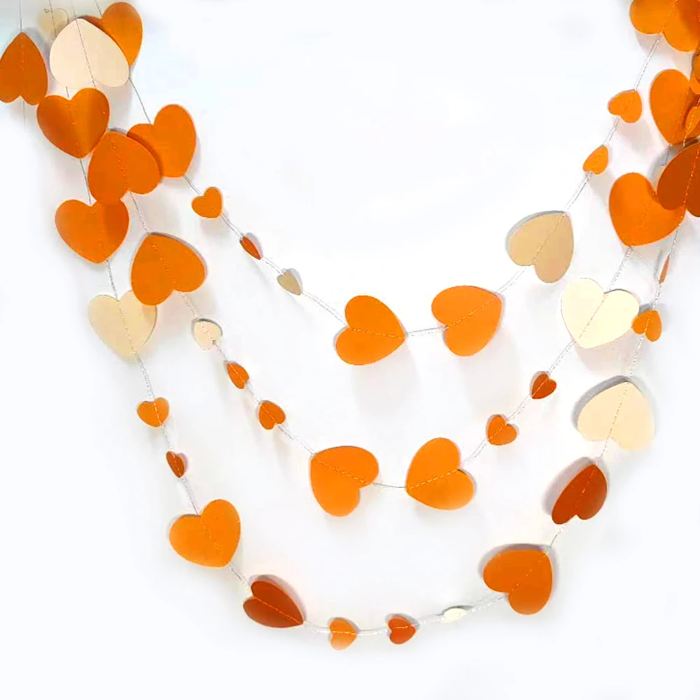 Elegant 13Ft White & Gold Heart Garland Streamer