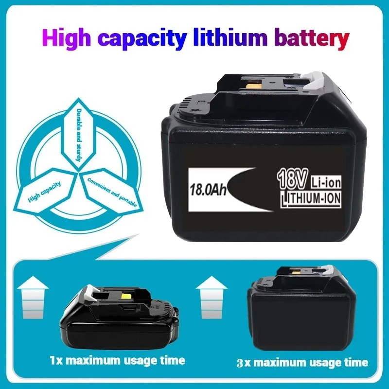 BL1860B 18V 12.0Ah Rechargeable Battery 12000mAh Lithium-ion Battery Replacement Battery for Makita BL1880 BL1850 BL1860 BL1860B