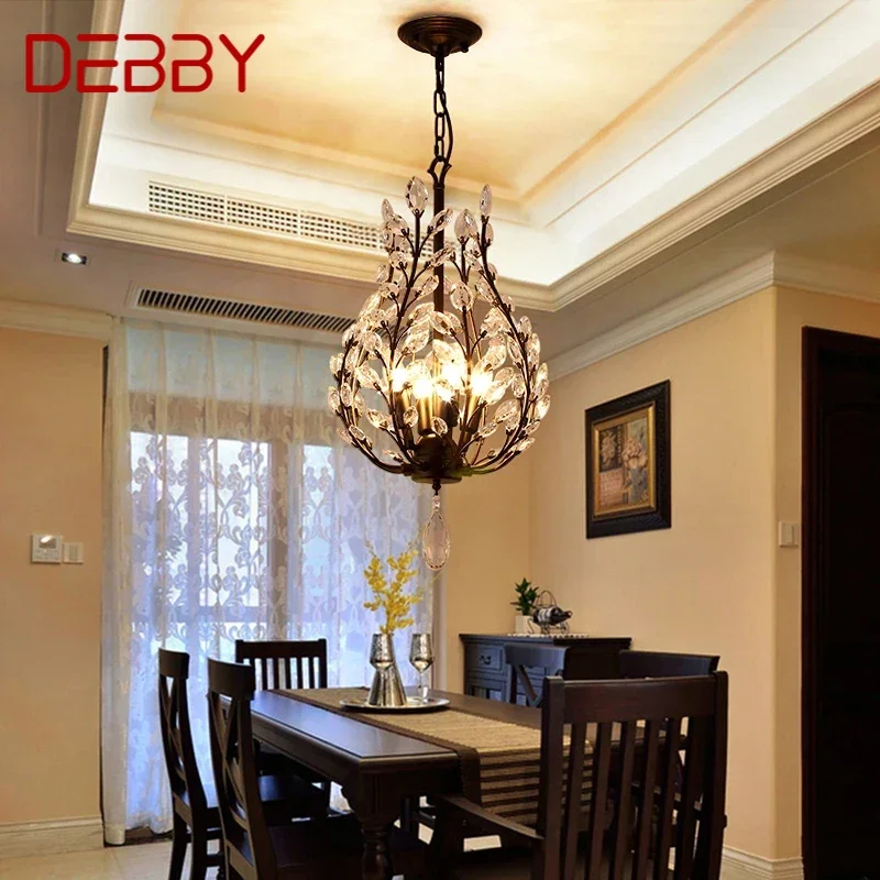 

Хрустальная Подвесная лампа DEBBY, американская сельская светодиодная креативная Люстра для столовой, спальни, бара, кофейни, магазина одежды