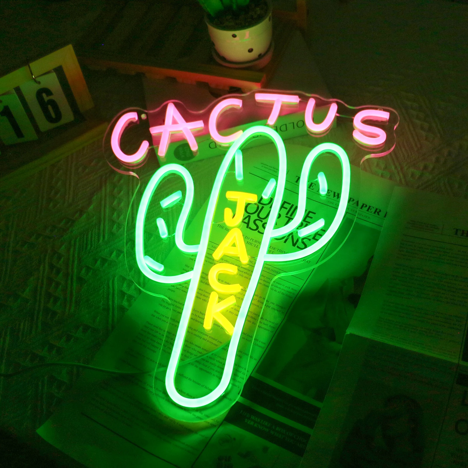 

UponRay Neon Sign Wall Decor Cactus Jack Neon Sign Neon Sign Light Neon Wall Art Neon Sign Rap Talking Home Bar Pub Party Decor