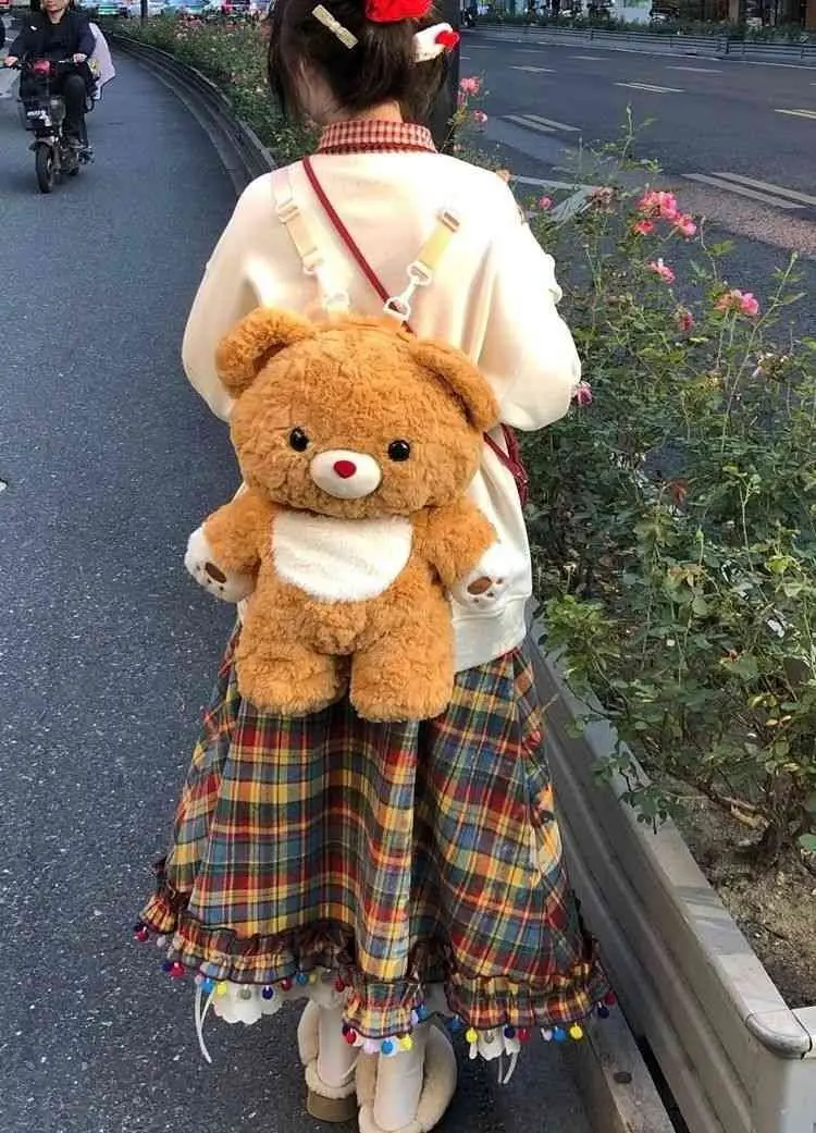 Rainbow candy bean plaid retro salt series colorful plaid pleated skirt autumn and winter half lace cute skirt