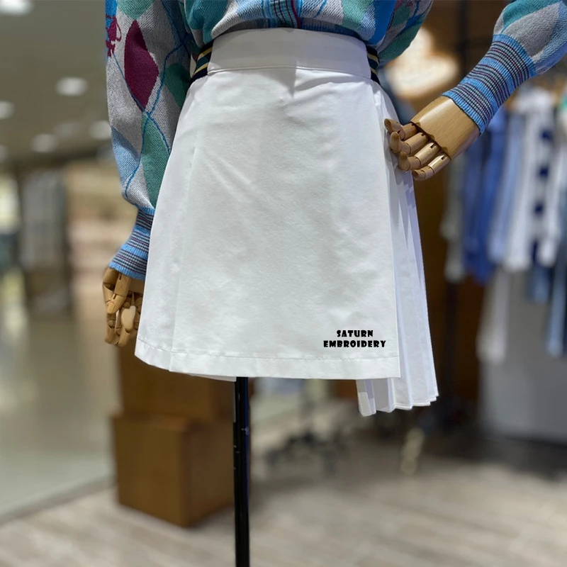 New Arrival Women's Saturn Embroidered High Waisted Pleated Skirt Solid Color Elastic Band Simple Golf Skirt fast arrival sp1461 i dds high frequency signal generator 80mhz