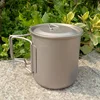 Camping Titanium Cups 450ml 550ml 650ml 750ml Ti Cups Cooking Pot Ultralight Folding Handle 5