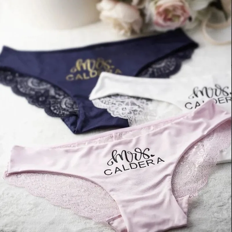 Custom Gifts for her Bride Panties -Lace Wedding Underwear Bridal Shower  Gift Bachelorette Gift Personalized with Name Honeymoon