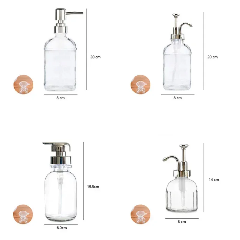 Press Nozzle Mouth Glass Bottle Hand Sanitizer Liquid Soap Solution Lotion Shower Gel Pump Bottle Nordic Bathroom Storage Bottle 6