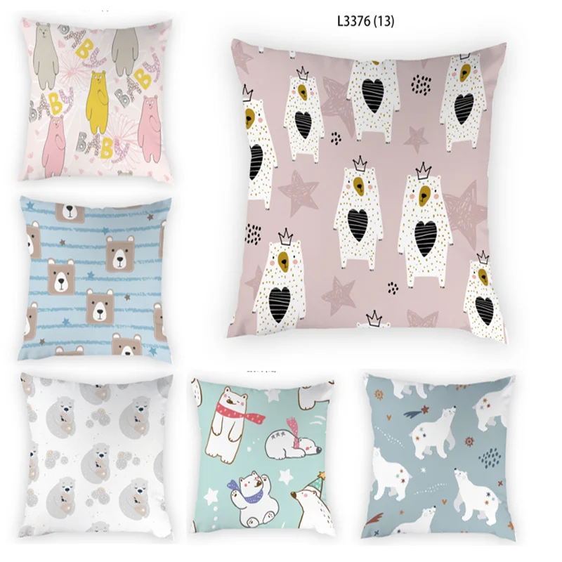 

Cute bear cushion cover solid color warm office decor simple fashion velvet pillowcase cojines 50x50 modern home decor DF28