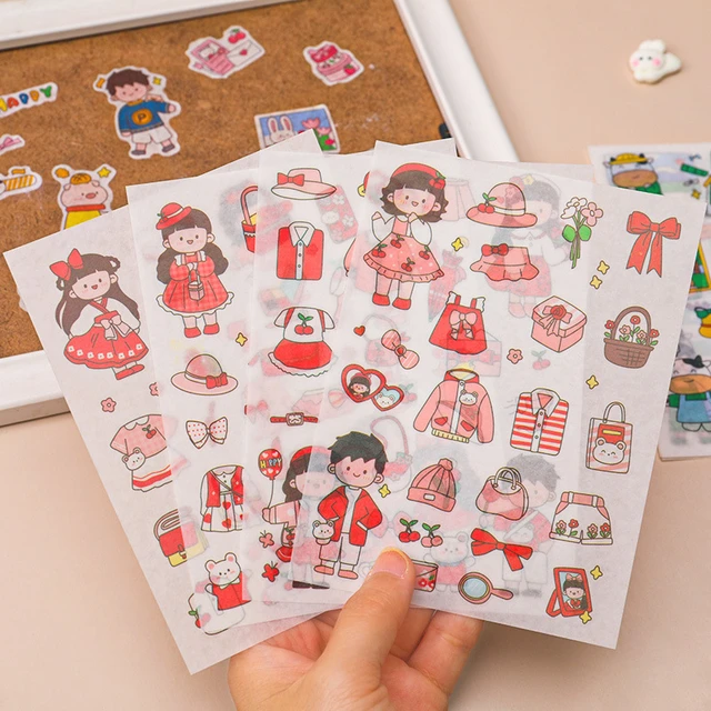 1 cute random kawaii korean girls sticker sheet journal stationery