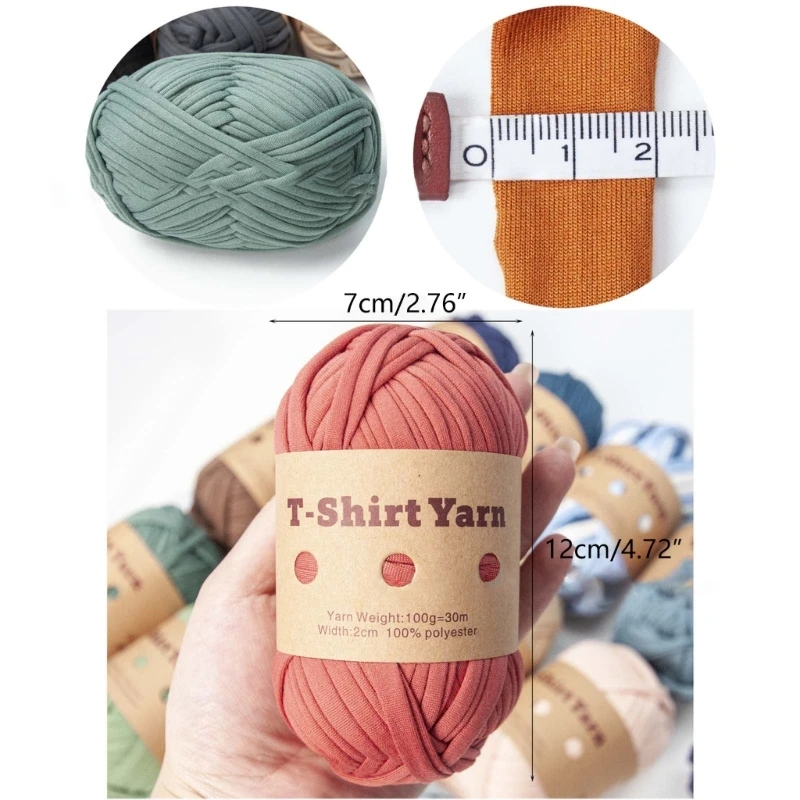 6 Rolls Handmade Fabric Strip DIY T-shirt Yarn Knitting Yarn for Knitting, Crocheting and Crafting for Hand DIY Bag E65B