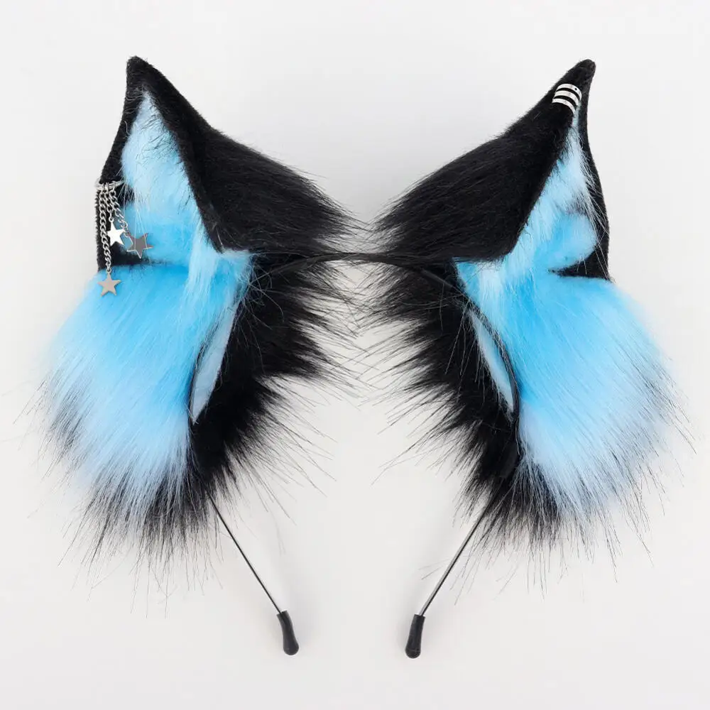 Halloween Cosplay Accessories Animal Furry Ears Headband Plush Realistic Fox Ears Anime Convention Live Stream Cat Headpiece