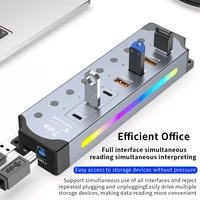 7Port USB 3.2 USB C Hub 10Gbps USB-A USB-C Ports Splitter Individual Switches 12V US/EU Power Adapter Expander for Laptop PC - Image 5