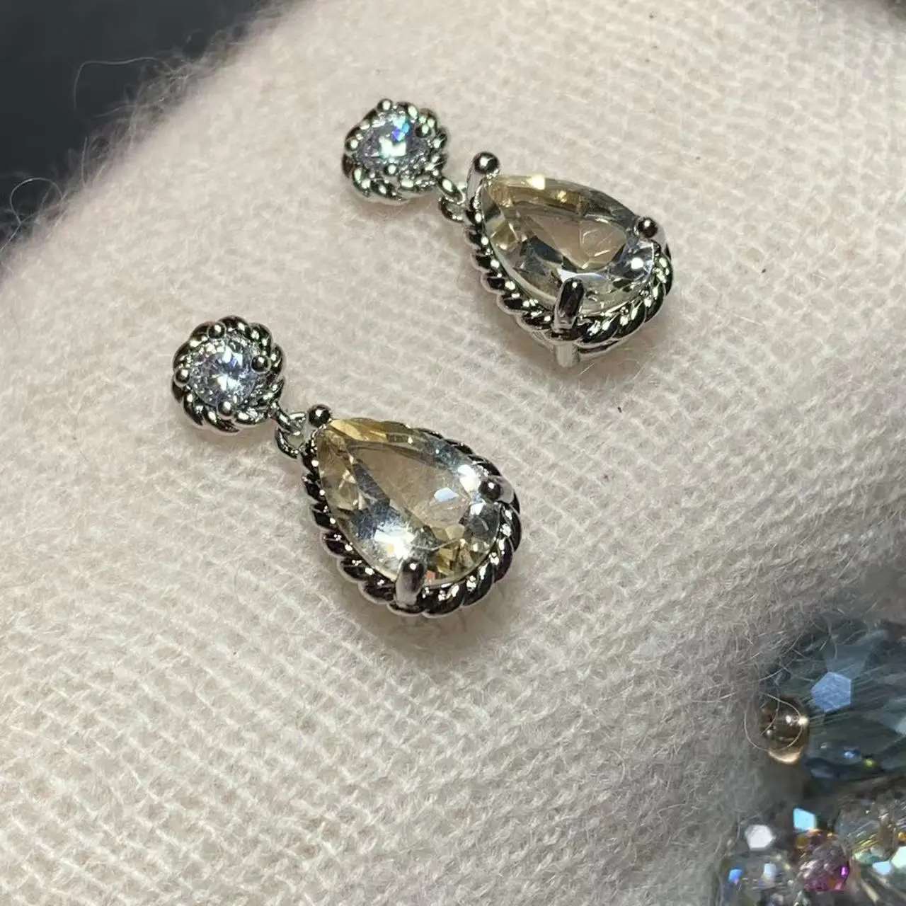 Natural Citrine Stud Earrings For Women Real 925 Sterling Silver Vintage Femme Gift Prevent Allergy Fine Jewelry Stone