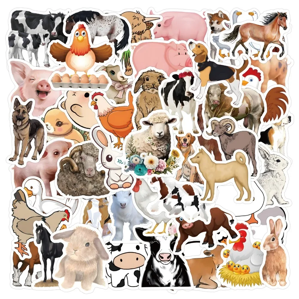 

10/60Pcs Cartoon Farm Animals Stickers Waterproof Skateboard Car Guitar Luggage Laptop Wall Guka Hand Account Sticker Kids Toys