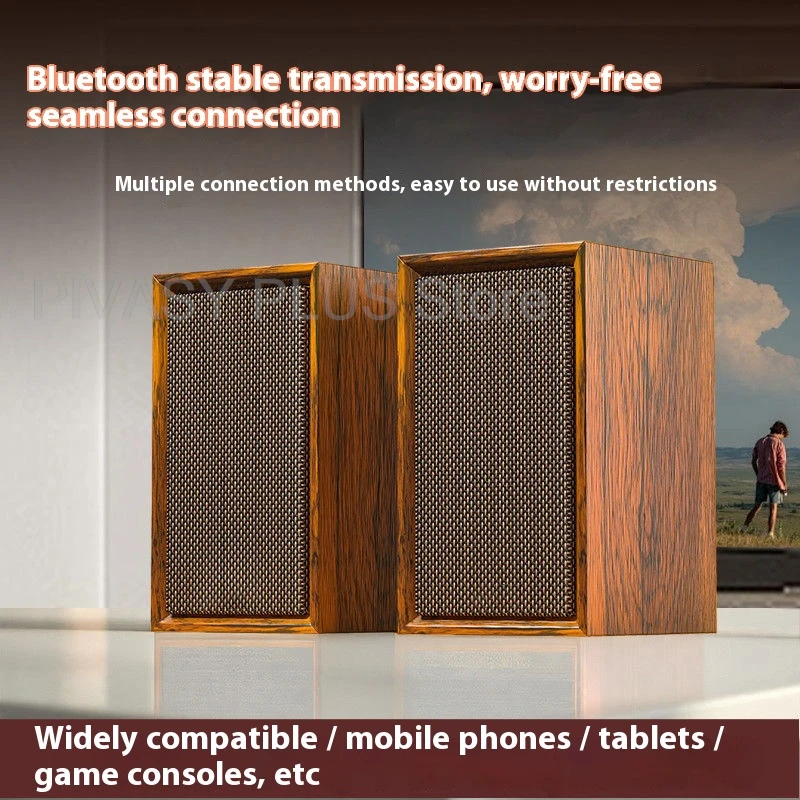 컴퓨터용 3인치 풀레인지 드라이버 USB 전원 PC 노트북 멀티미디어 HiFi 오디오 시스템 블루투스 스피커 (나무 재질)