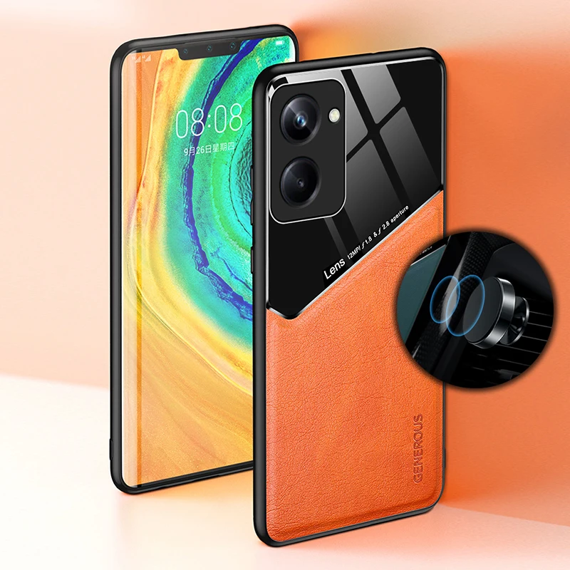 for OPPO Realme 10 9 8 7 6 5 Pro Plus C55 C30 Case Acrylic Splicing PU Leather Magnetic Cover Soft Frame Shell Anti-fall Fundas_voghion.com