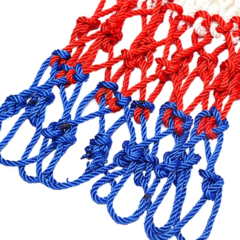 High Quality Durable Standard Size Nylon Thread Sports Basketball Hoop Mesh Net Backboard Rim Ball Pum 12 Hooks Net view 2